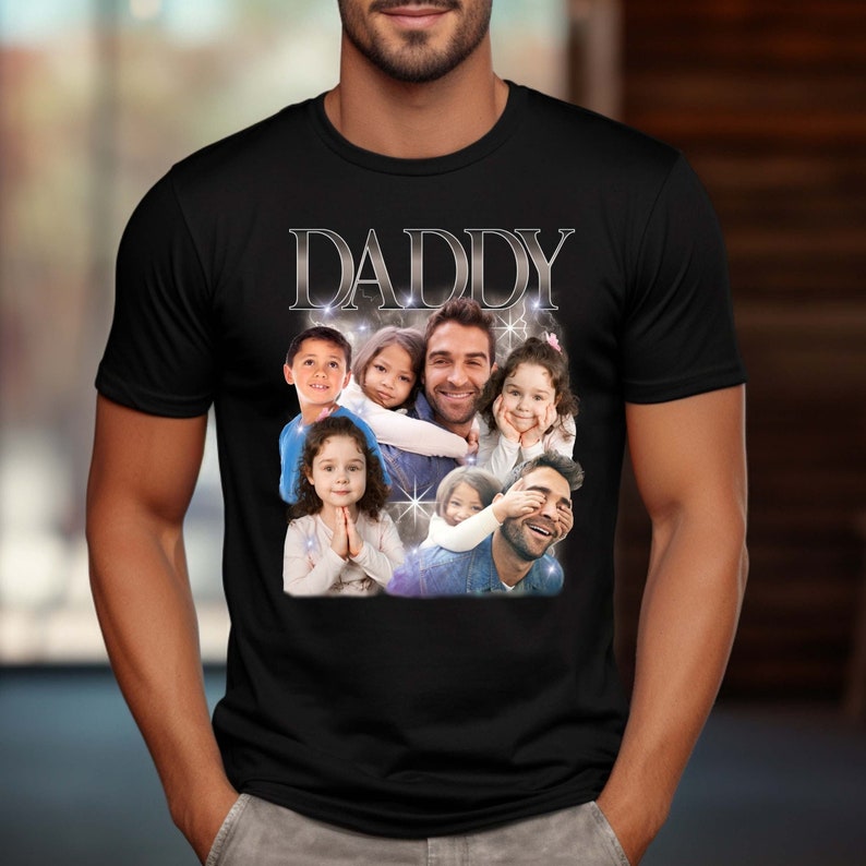 Custom Photo Daddy Shirt, Custom Rap Daddy Tee, Dad Shirt With Kid Face Photos, Custom Father's Day Gift Personalized Father Gifts