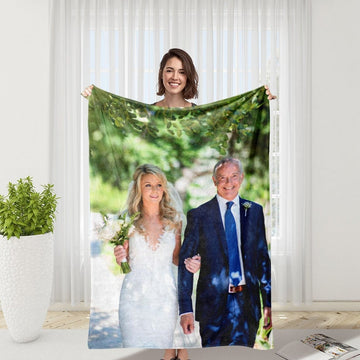 Personalized Photo Blanket Father of the Bride Blanket Picture Blanket With Text Fathers Day Gift Wedding Anniversary Gift Customized Gift