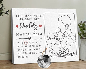 The Day You Became My Daddy for First Time Dad, Custom Dad Photo Outline, Father's Day Gifts From Kids To Papa, New Dad Gift From Baby