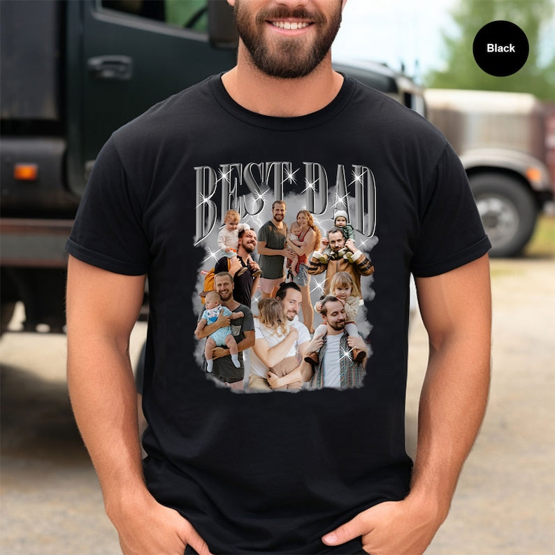 Dad Customized Bootleg Shirt, Custom Dad T shirt, Custom Photo Shirt, Best Dad Ever Shirt, Father's Day, Your Vintage Design Bootleg Rap Tee