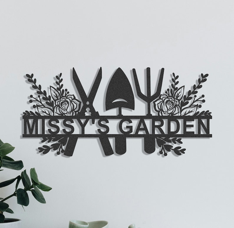 Custom Metal Garden Decor,Gardener Name Sign, Personalised Garden Name Sign,Garden Wall Art, Yard Decor,Gardening Gifts for Dad,Housewarming