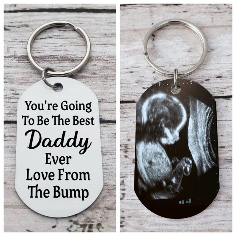 To Daddy Now You Can Carry Me Too Keychain for New Dad, Personalized Keychain for Fathers Day, New Baby Gifts Dad