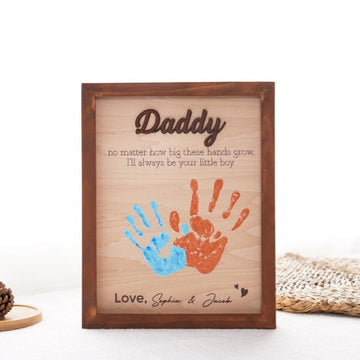 Personalized Fathers Day Handprint, Best Dad Ever Hands Down Frame, Kids Gift for Dad, Present for Papa, Father's Day Gift