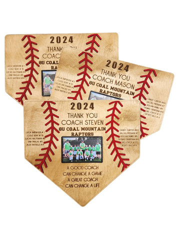 Customizable Baseball Plaque Frame, Thank You Coach 2023, Team picture frame, End of Season Coach Gift, Custom Senior gift or Coach Gift,