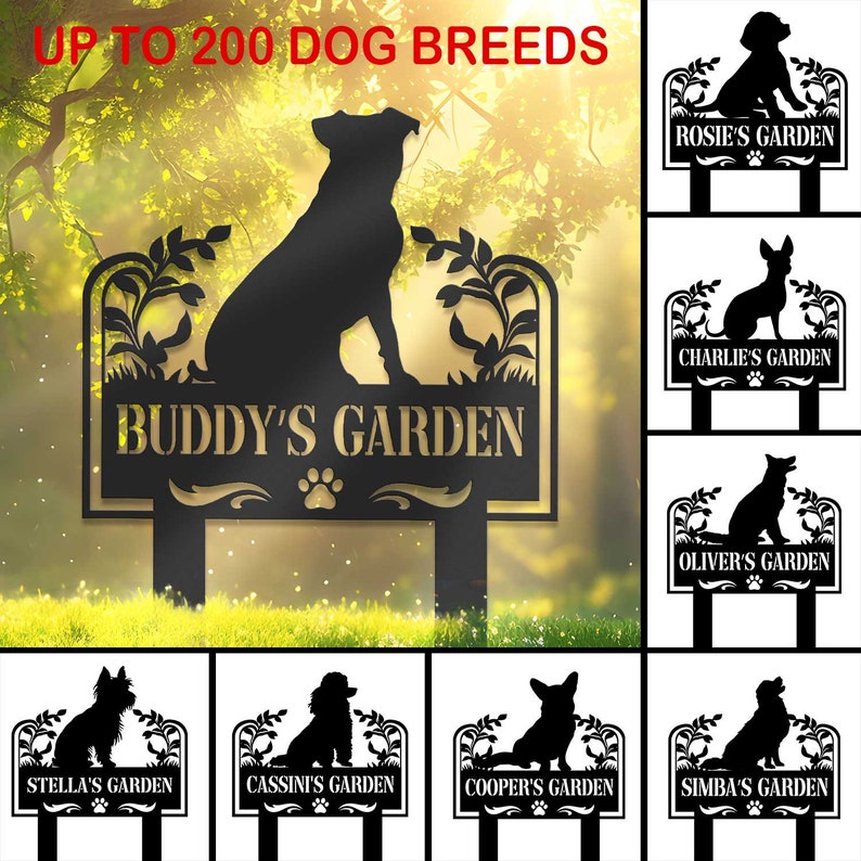 Dog's Garden Custom Metal Pet Memorial Garden Sign, Metal Stake, Dog Garden Sign, Pet Grave Markers, Dog Loss Gifts, Remembrance Stake, Dog Lover Gift