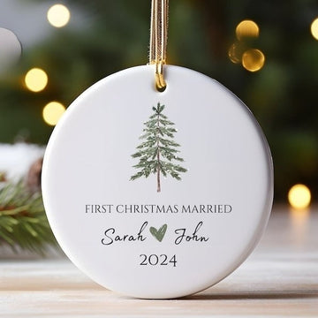 First Christmas Married Ornament, Personalized Wedding Gift, Just Married, Mr Mrs Christmas Ornament, Newlywed Ornament, Christmas Married