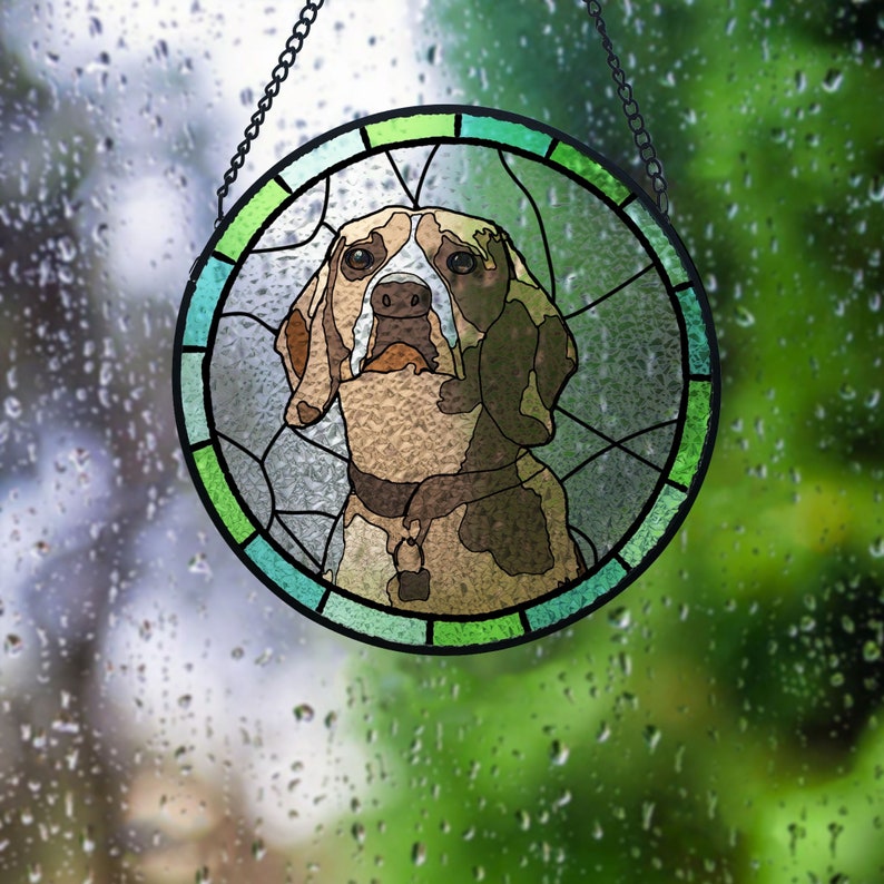 Custom dog Portrait Art Suncatcher,Custom Pet Portrait,Stained Glass Dog Memorial,Custom Dog Portrait from Photo,Indoor Decor,SunCatcher