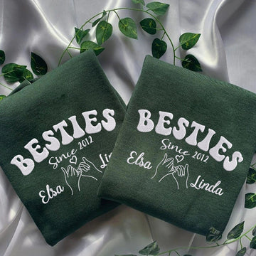 Custom Embroidered Besties Hoodie, Friends Hoodie, Best Friend Sweatshirt Personalized, Besties Shirt, Gift For Best Friend