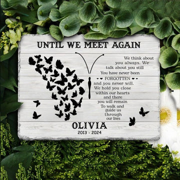 Memorial Stone, Memorial Gift, Until We Meet Again, Custom Name Memorial, Butterfly Grave Stone Gift, Butterfly Memorial, In loving Memory.