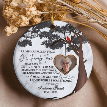 Cardinal Ornament Memorial, Custom Photo A Limb Has Fallen Memorial Ornaments, Family Tree Christmas Ornament, Mom Memorial Ornament