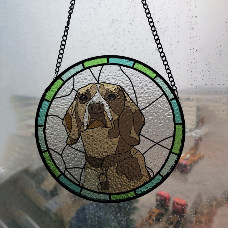 Custom dog Portrait Art Suncatcher,Custom Pet Portrait,Stained Glass Dog Memorial,Custom Dog Portrait from Photo,Indoor Decor,SunCatcher