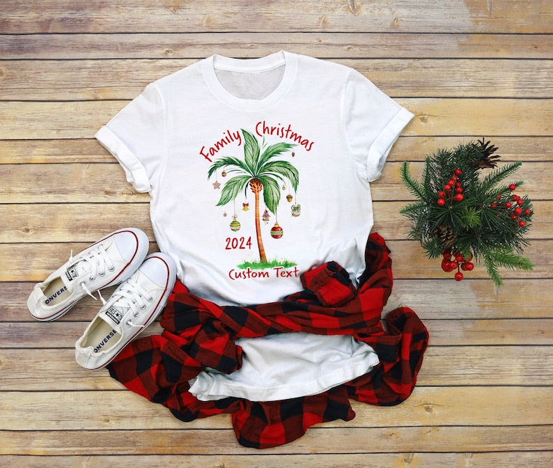 Tropical Christmas shirts,Christmas on the beach,Christmas palm tree,Family Christmas shirts,Christmas matching shirts