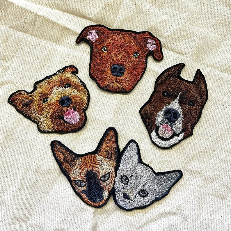 Dog Portrait Patch, Pet Iron On Patch, Embroidered Pet Patch, Pet Embroidery Patch, Custom Dog Iron On Patch, Embroidered Dog Portrait