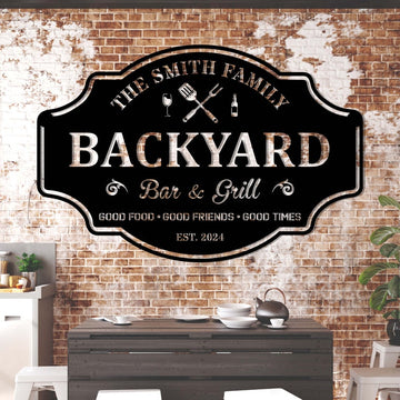 Personalized Backyard Sign LED Light, Custom Bar & Grill Sign Metal Sign Bar Signs, BBQ Signs, Bar Sign, Outdoor Kitchen Metal Signs, Papa