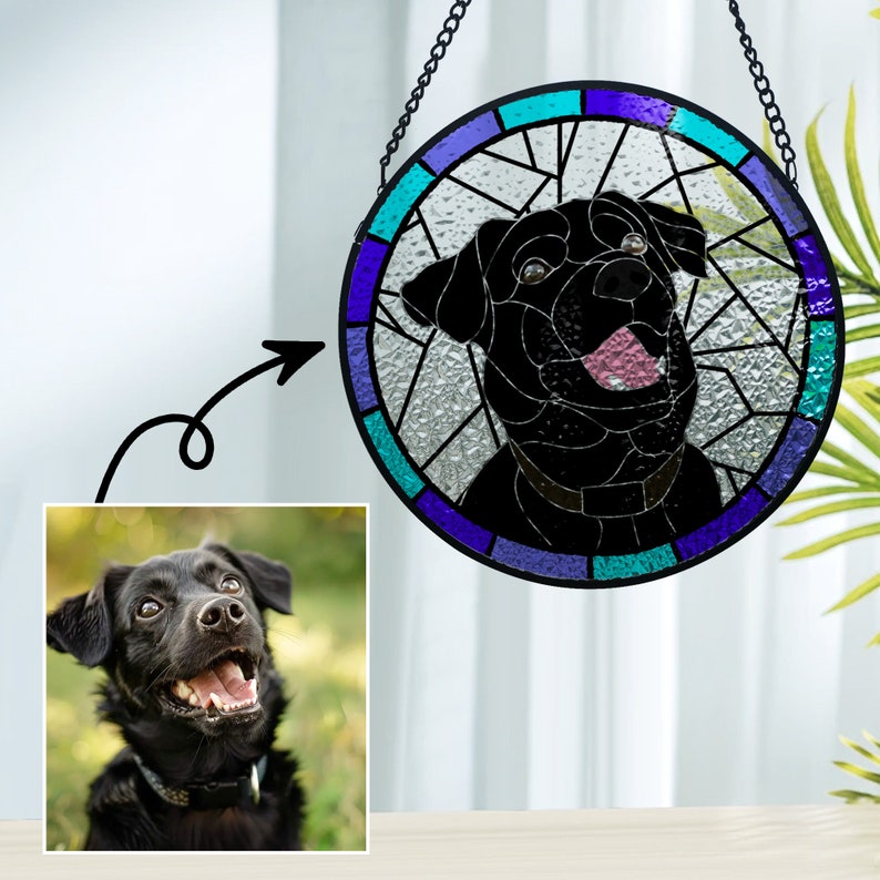 Custom Dog Portrait Art Suncatcher, Stained Glass Dog Memorial, Custom Pet Portrait, Custom Pet Portrait from Photo, SunCatcher