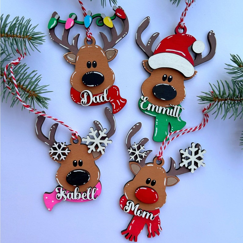 PERSONALIZED reindeer ornament, personalized Reindeer, personalized ornament, Christmas stocking tag, personalized family Christmas Reindeer