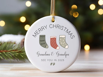 Promoted to Grandparents Ornament, Christmas Ornament, Pregnancy Announcement, Reveal to Grandparents, New Baby Announcement Ornament