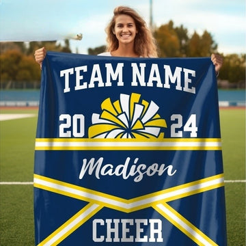 Personalized Cheerleading Blanket Custom Name Senior Cheer Gift Custom Cheer Coach Gift Competitive Cheer Team Gift For Cheerleader Blanket