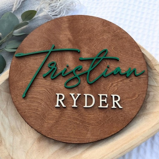 Personalize Round Plaque, Nursery Name Sign, 3D Wooden Baby Name Sign, Nursery Wall Art, Baby Shower, Name Sign For Nursery, Round Name Sign