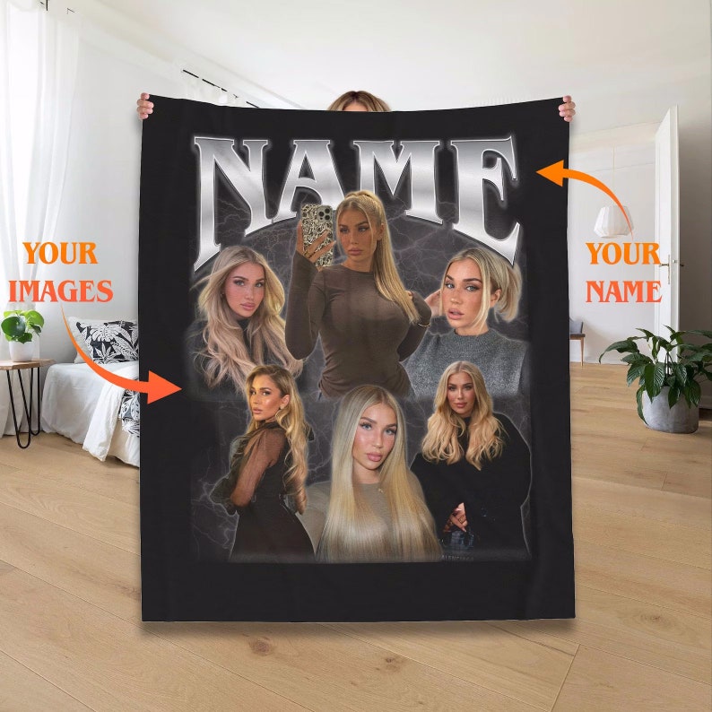 Custom Blanket With Text Photo Personalized Picture Blanket Custom Sherpa Blanket Blanket with Custom Photo & Text Custom Wedding Birthday Bootleg Blanket