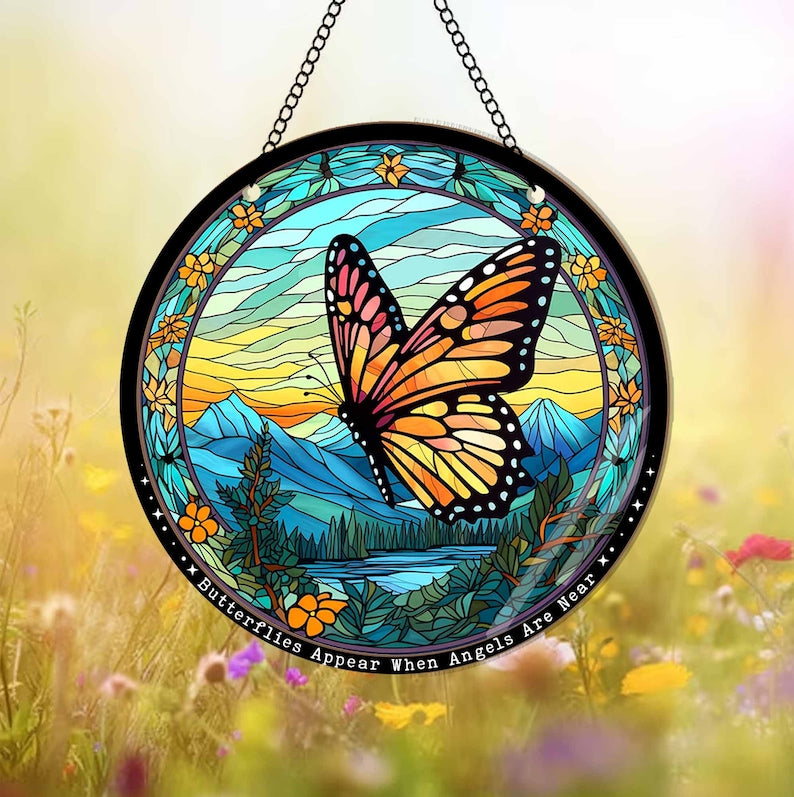 Personalized Butterfly Memorial Suncatcher, Butterfly Window Hangings, Loss Of Loved One Gift, Window Decor, Remembrance Gifts