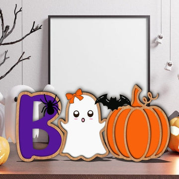 Halloween Boo Wood Sign, Halloween Home Decor, Pumpkin Ghost, Halloween Wood Sign, Halloween Pumpkin Wood Sign