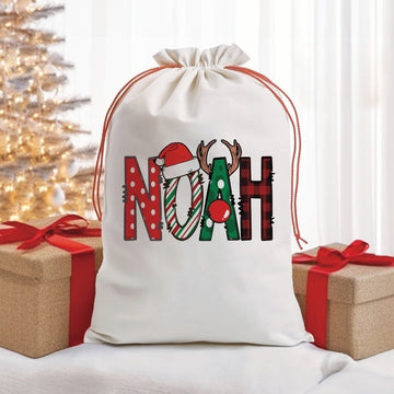 Personalized Christmas Bags With Name For Baby, Christmas Baby Shower Bag, Custom Baby initial ,1st Christmas Gift, Xmas Bag