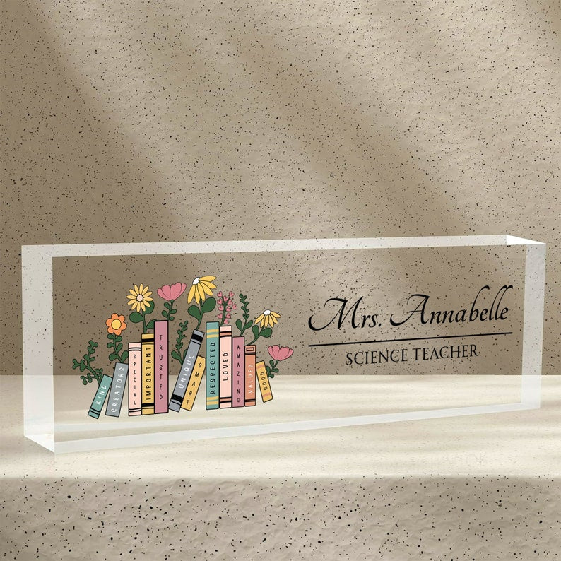 Personalized Teacher Name Sign, Back To School Gift For Teacher Custom Teacher Sign, Teacher Desk Name Plate Teacher Gift Personalized