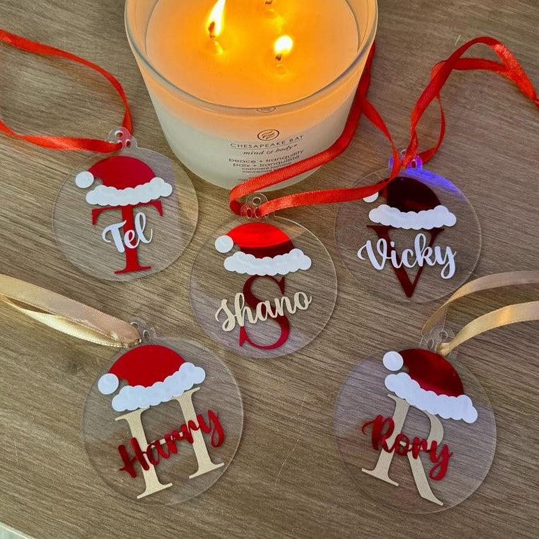 Personalised Clear Christmas Baubles | Names | Santa | Gifts | Secret Santa | Xmas Gifts | Gift Tags | Christmas Tree Baubles