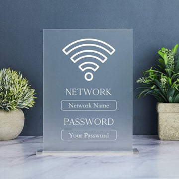 Wifi Password Sign, Personalized Wi-Fi Network Sign for Guests, Custom Wifi Sign for Vacation Rental, Restaurant, Bar, Hotel