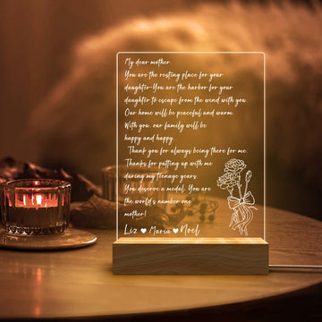 Personalized HandWritten Letter Night Light, Mother's LED Night Light, Gift for Mom, Mothers Day Gift, Grandma Nana Mommy Birthday Gifts