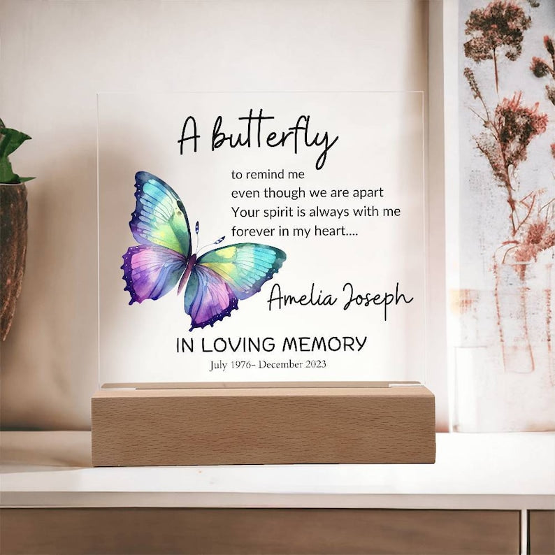 Loss Of Loved One Butterfly Memorial Remembrance Plaque | Sympathy Gift, Bereavement Gift, In Memory Of, Condolences Gift, Memorial Keepsake