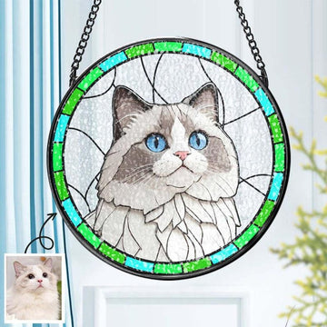 Stained Glass Custom Cat Portrait, Custom Dog Suncatcher Stained Glass, Custom Pet Portrait, Custom Pet Ornament, Pet Remembrance Gift