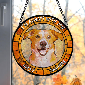 Personalized Photo Pet Memorial Stained Glass Suncatcher, Loss Of Dog/ Cat Stained Glass, Pet Sympathy Gift, In Loving Memory Pet Suncatcher