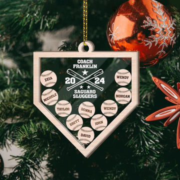 Personalized 4D Shake Ornament Gift For Christmas, Sports Christmas Ornament, Baseball Gifts For Coach, Baseball Christmas Ornament