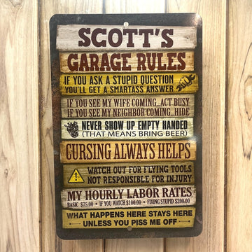 Garage Rules Sign, Personalized Workshop Rules, Funny Shop Decor, Gift for Him