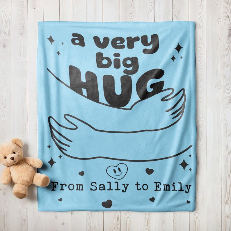 Personalized Hug Blanket - Get Well Soon Blanket, Custom Name Sending You a Big HUG Gift, Uplifting Encouraging Gift, Send Hugs Blanket