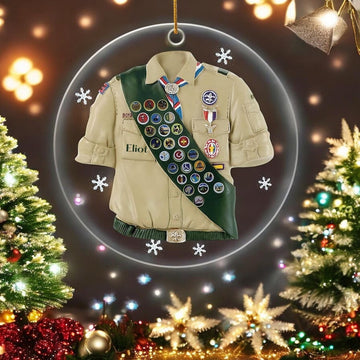 Custom Boy Scout Uniform Acrylic Ornament Personalized Brown Eagle Scout Ornament Presents Christmas Gifts for Cub Scouts