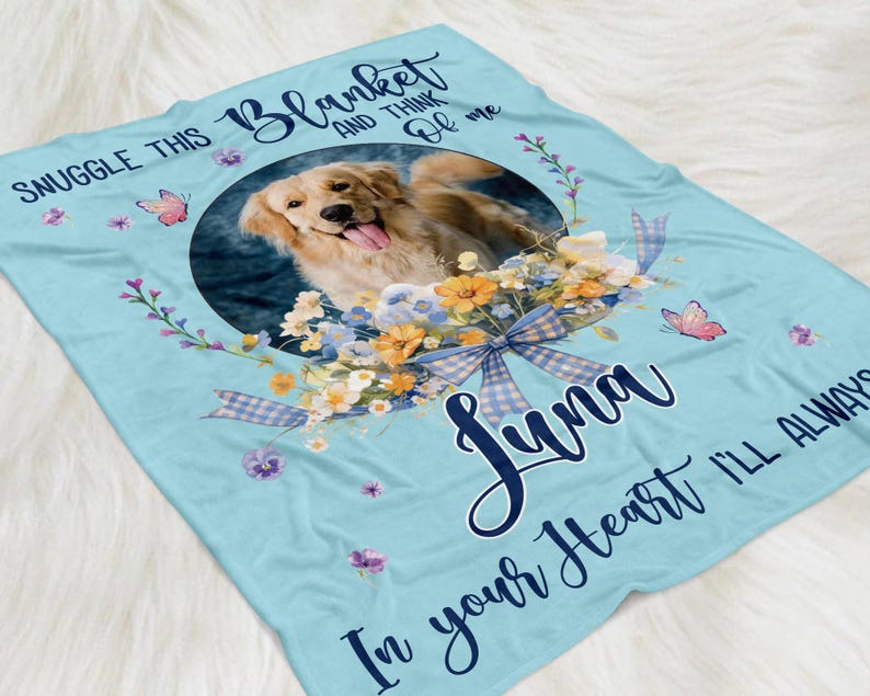 Personalized Dog Photo Blanket, Pet Blanket with Pictures, Pet Memorial Gifts, Dog Loss Gift, Pet Loss Keepsake, Gift for Dog Mom Dog Dad