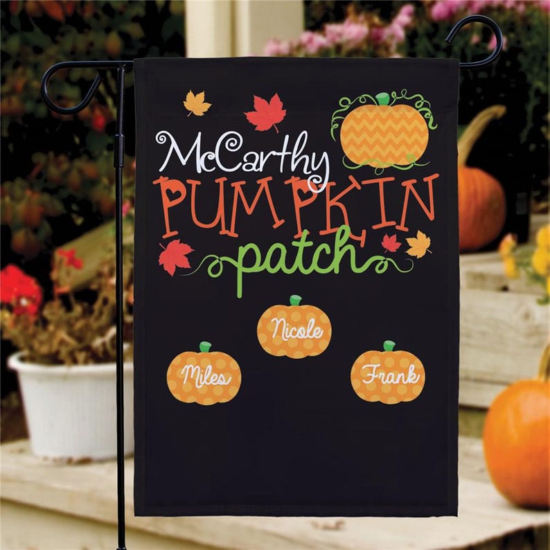 Personalized Fall Pumpkin Patch Pennant Garden Flag - Halloween