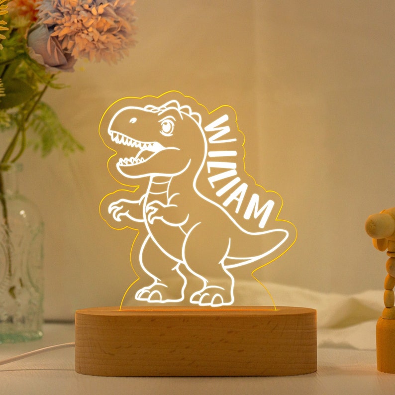 Personalized Dinosaur Night Light Room Decor,Custom Name Light Gifts for Kids,Cute Night Lamp,Kids Birthday Gift,Personalized Gifts