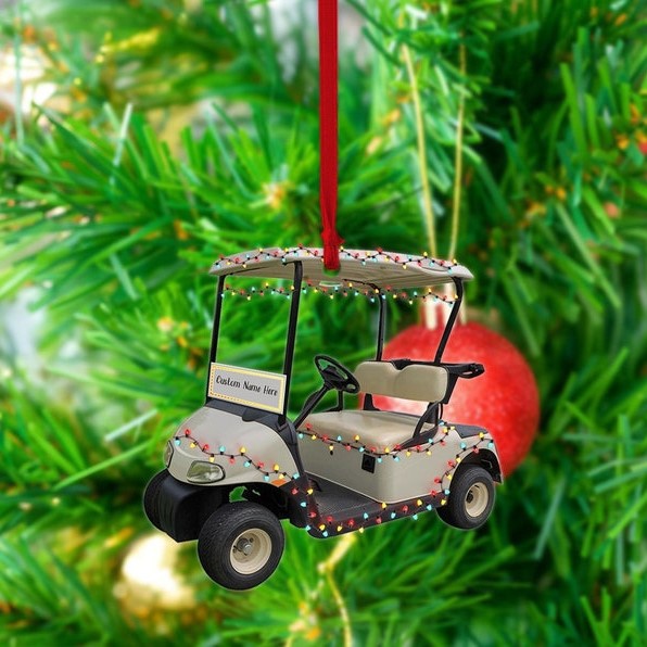 Personalized Golf Cart Christmas Ornaments, Golf Cart Flat 2D Ornament, Golf Ornaments for Christmas Tree Car Hanging, Gift for Golf Lovers