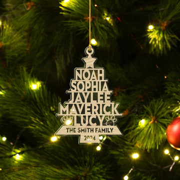 Custom Family Ornament 2024, Family Name Christmas Tree Ornament, Family Name Tree Ornament, Christmas Tree Name, Christmas Ornament