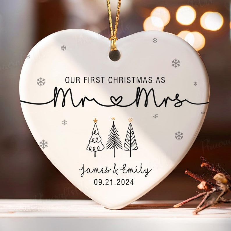 Our First Christmas As Mr & Mrs Ornament, First Married Christmas Ornament 2024, Married Ornament, Wedding Ornament, Mr And Mrs Gifts