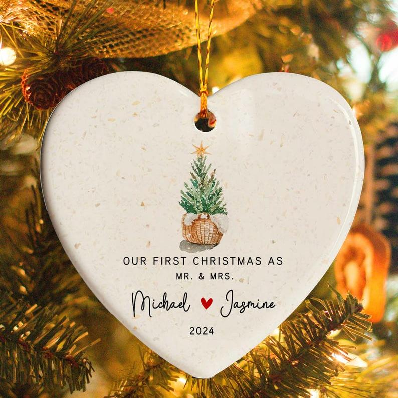 First Christmas Married Ornament, Our First Christmas As Mr and Mrs Ornament, Wedding Gift Ornament, Custom Wedding Ornament For Couple