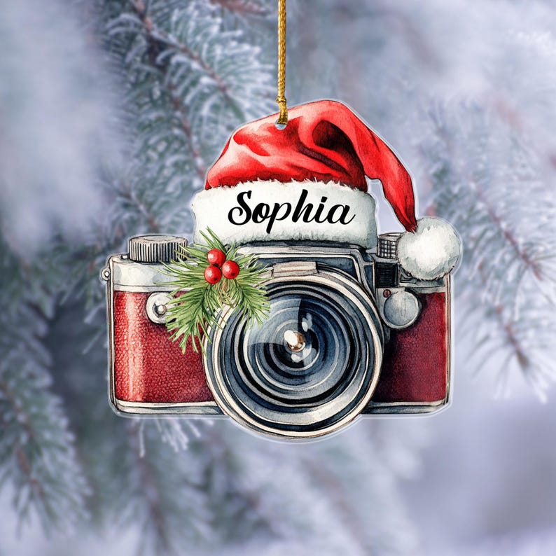 Personalized Photographer 2D FLATTEN Ornament Christmas 2024, Camera Lover Acrylic Ornament Housewarming Christmas 2024 Gift Xmas Tree Decor