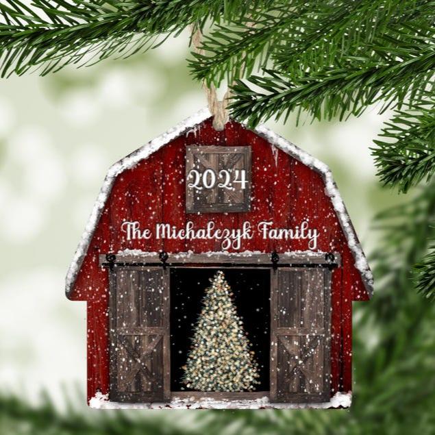 2024 Red Barn Christmas Ornament, Rustic Christmas Ornaments, 2024 Ornament, 2024 Farmhouse Ornament, Personalized Christmas Ornaments