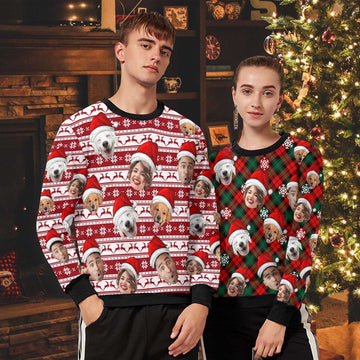 Custom Ugly Christmas Sweater,Custom Family Photo Ugly Sweater,Christmas Sweatshirt with Face, Ugly Crewneck Sweater,Birthday/Christmas Gift