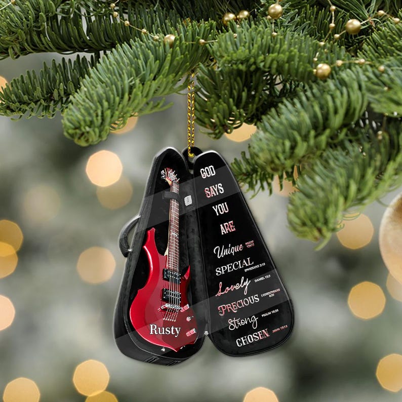 Personalized Electric Guitar Christmas Ornament for Christmas Tree Musical Instrument Ornaments Music Teacher Gifts Guitar 2024