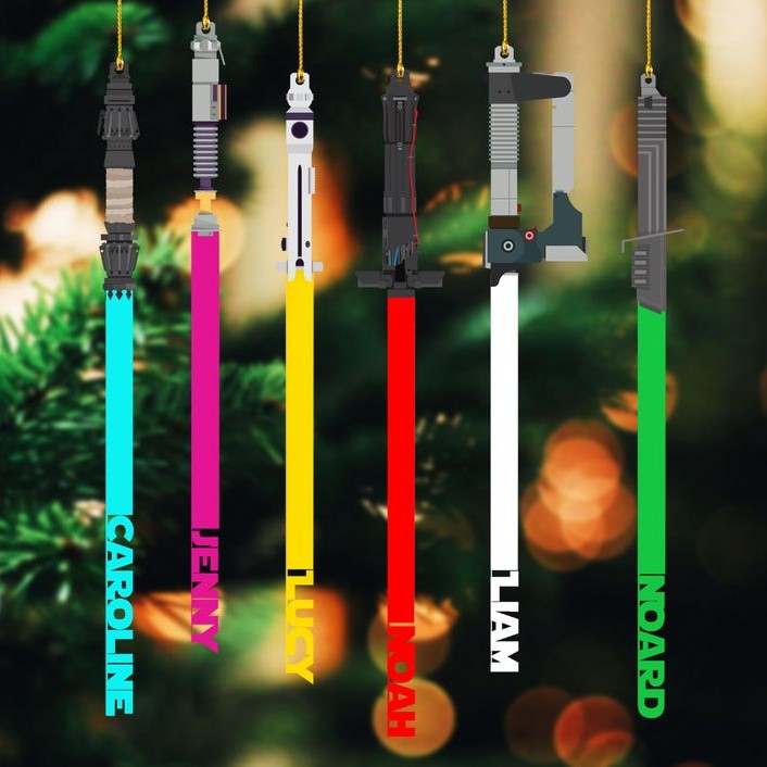 Custom Name Light Saber Christmas Ornament, Custom Family Ornament 2024, Lightsaber ornament, Kids Name Ornament, First Christmas Ornament